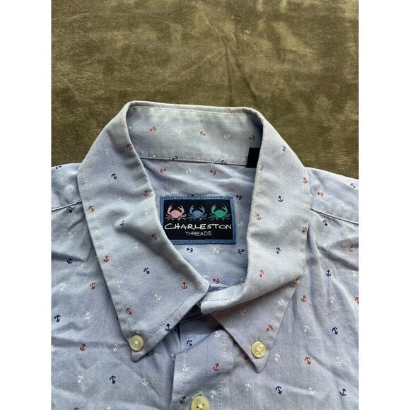Charleston Threads Button Shirt XL Blue Sailboat Anchor Cuff - Picture 4 of 7